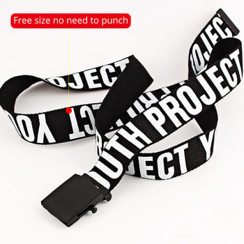 Youth Project Woman Gothic Street Punk Long Canvas Belt γράμματα με τυπωμένο βρόχο σε σχήμα ψυχικής πόρπης Τζιν ζώνες μέσης 368