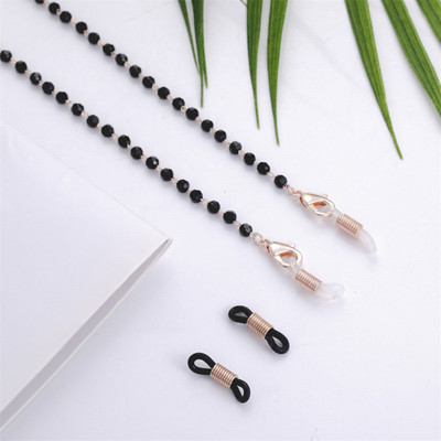 Teamer Sunčane naočale Lanci crne kristalne perle Ogrlica s naočalama Metalna užad Vješalica Maska Naočale Ogrlica Nakit Poklon