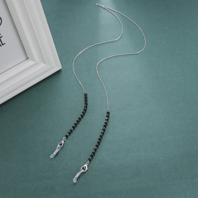 Teamer Sunčane naočale Lanci crne kristalne perle Ogrlica s naočalama Metalna užad Vješalica Maska Naočale Ogrlica Nakit Poklon