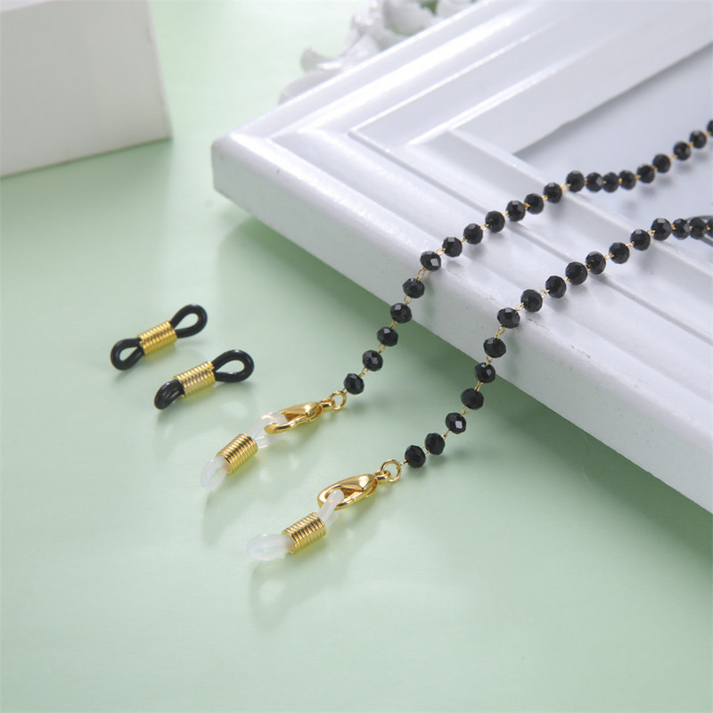 Teamer Sunčane naočale Lanci crne kristalne perle Ogrlica s naočalama Metalna užad Vješalica Maska Naočale Ogrlica Nakit Poklon