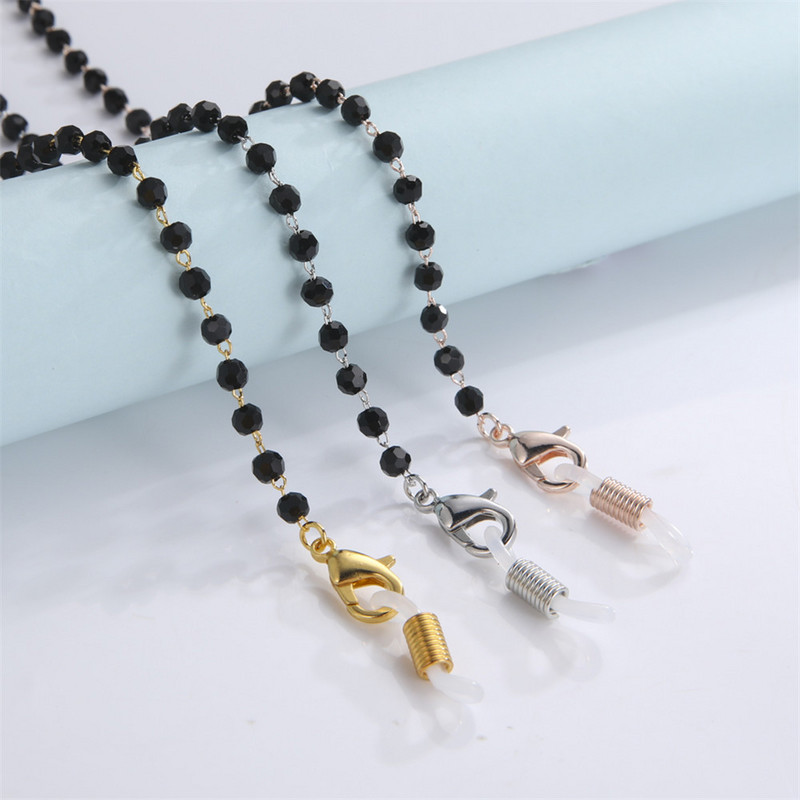 Teamer Sunčane naočale Lanci crne kristalne perle Ogrlica s naočalama Metalna užad Vješalica Maska Naočale Ogrlica Nakit Poklon