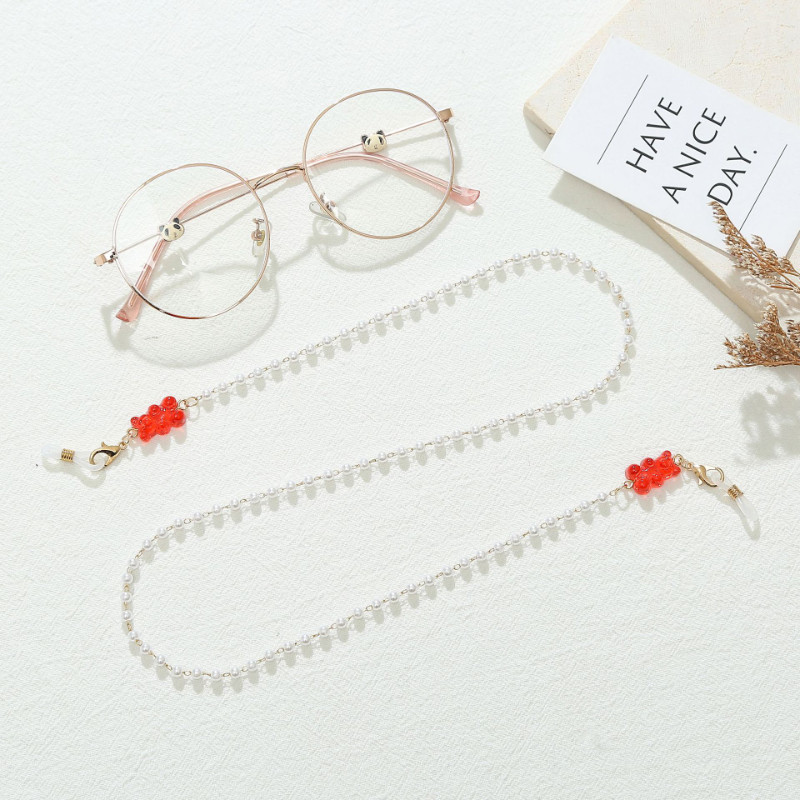 Jelly Bear szemüvegek lánctartó gyöngyutánzat gyöngyös divatos női alkalmi napszemüvegek kiegészítő nyaklánc ajándék maszk akasztó kötél