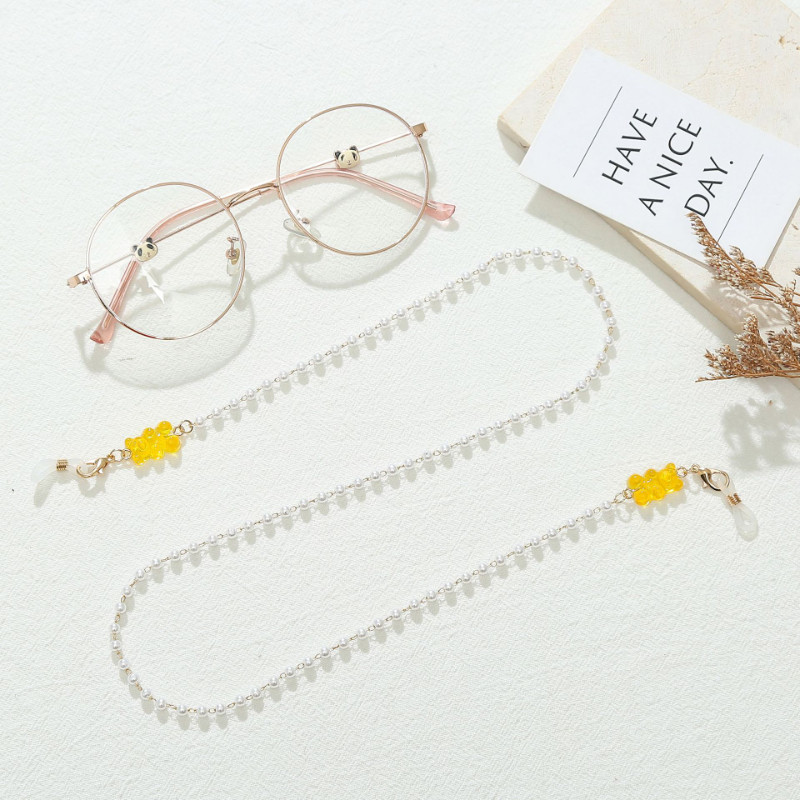 Jelly Bear szemüvegek lánctartó gyöngyutánzat gyöngyös divatos női alkalmi napszemüvegek kiegészítő nyaklánc ajándék maszk akasztó kötél