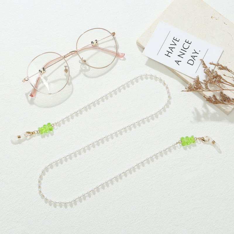 Jelly Bear szemüvegek lánctartó gyöngyutánzat gyöngyös divatos női alkalmi napszemüvegek kiegészítő nyaklánc ajándék maszk akasztó kötél