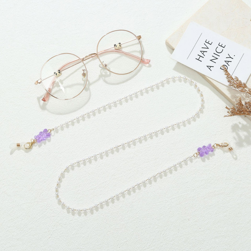 Jelly Bear szemüvegek lánctartó gyöngyutánzat gyöngyös divatos női alkalmi napszemüvegek kiegészítő nyaklánc ajándék maszk akasztó kötél