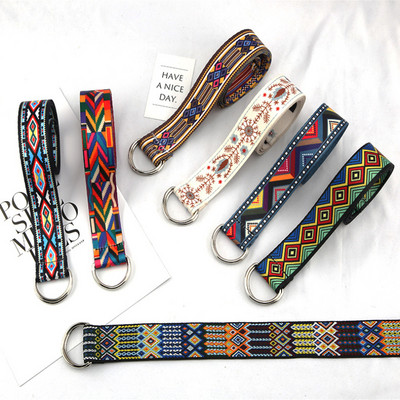 Új Unisex nylon vászon szövet övek Dupla D gyűrűs csat hosszú derékpánt nyomtatás női farmer ruha alkalmi női diáköv