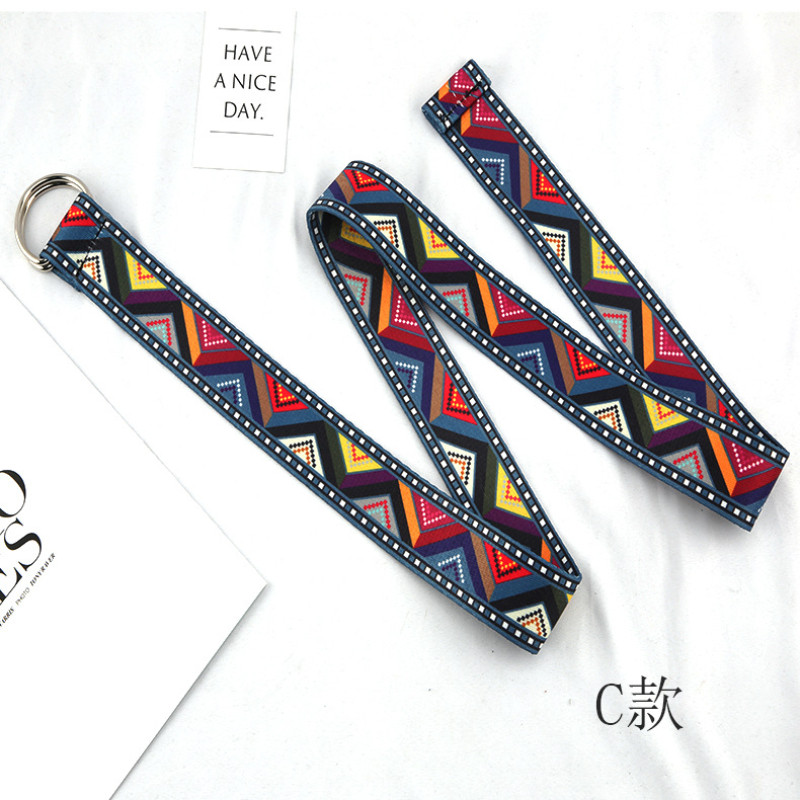 NovoUnisex remeni od najlonske platnene tkanine s dvostrukim D prstenom, kopčom, dugim remenčićem oko struka, s printom, ženske traperice, ležerna studentska haljina