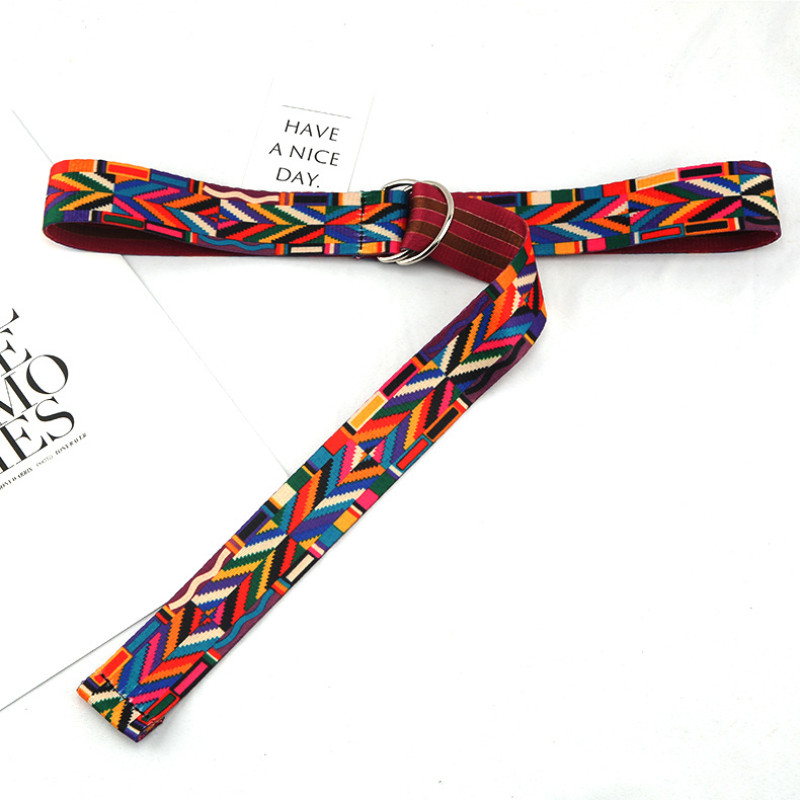 NovoUnisex remeni od najlonske platnene tkanine s dvostrukim D prstenom, kopčom, dugim remenčićem oko struka, s printom, ženske traperice, ležerna studentska haljina