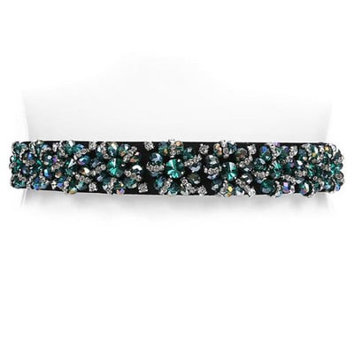 Elastični remen od kamenčića za ženske haljine Puni kristalno dragulj Crni ženski remen oko struka za kapute Modni luksuzni ženski remen