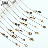 73 cm fekete arany maszk szemüveglánc női macska hold csillag korona medál napszemüveg láncok csúszásgátló lógó nyak szemüveg pántok