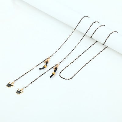 73 cm fekete arany maszk szemüveglánc női macska hold csillag korona medál napszemüveg láncok csúszásgátló lógó nyak szemüveg pántok