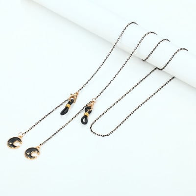 73 cm fekete arany maszk szemüveglánc női macska hold csillag korona medál napszemüveg láncok csúszásgátló lógó nyak szemüveg pántok
