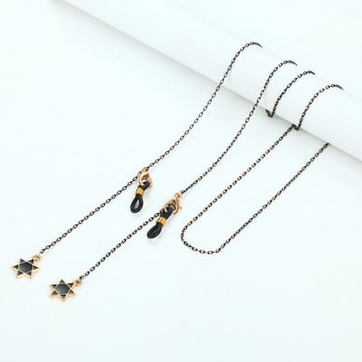 73 cm fekete arany maszk szemüveglánc női macska hold csillag korona medál napszemüveg láncok csúszásgátló lógó nyak szemüveg pántok