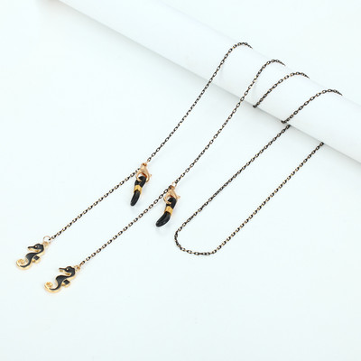 73 cm fekete arany maszk szemüveglánc női macska hold csillag korona medál napszemüveg láncok csúszásgátló lógó nyak szemüveg pántok