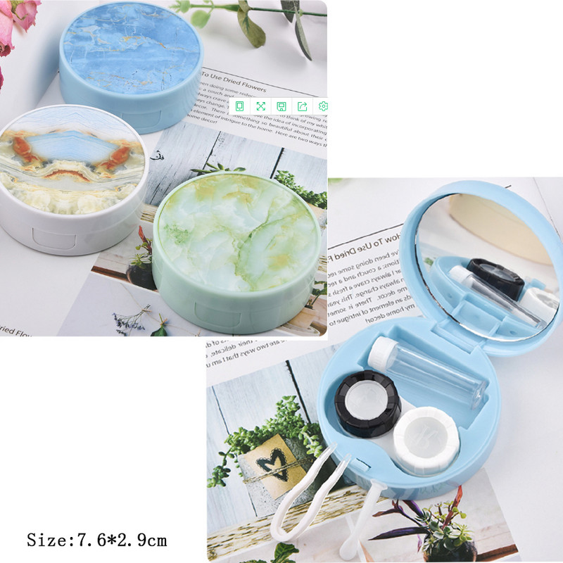 Kutija za kontaktne leće s mramornom površinom s ogledalom Putne naočale Kutija za leće za njegu očiju Komplet za namakanje kontaktnih leća Naočale