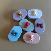 Χαριτωμένη πολύχρωμη Gentleman Little Bowknot Bear Φορητή θήκη φακών επαφής για γυναίκες Κιτ δώρου με κουτί φακών επαφής καθρέφτη