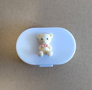 Χαριτωμένη πολύχρωμη Gentleman Little Bowknot Bear Φορητή θήκη φακών επαφής για γυναίκες Κιτ δώρου με κουτί φακών επαφής καθρέφτη