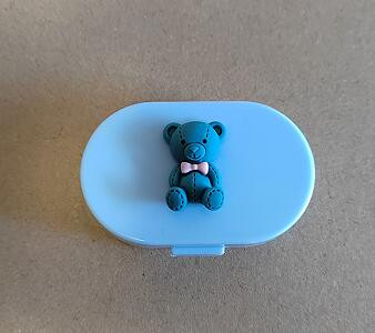Χαριτωμένη πολύχρωμη Gentleman Little Bowknot Bear Φορητή θήκη φακών επαφής για γυναίκες Κιτ δώρου με κουτί φακών επαφής καθρέφτη