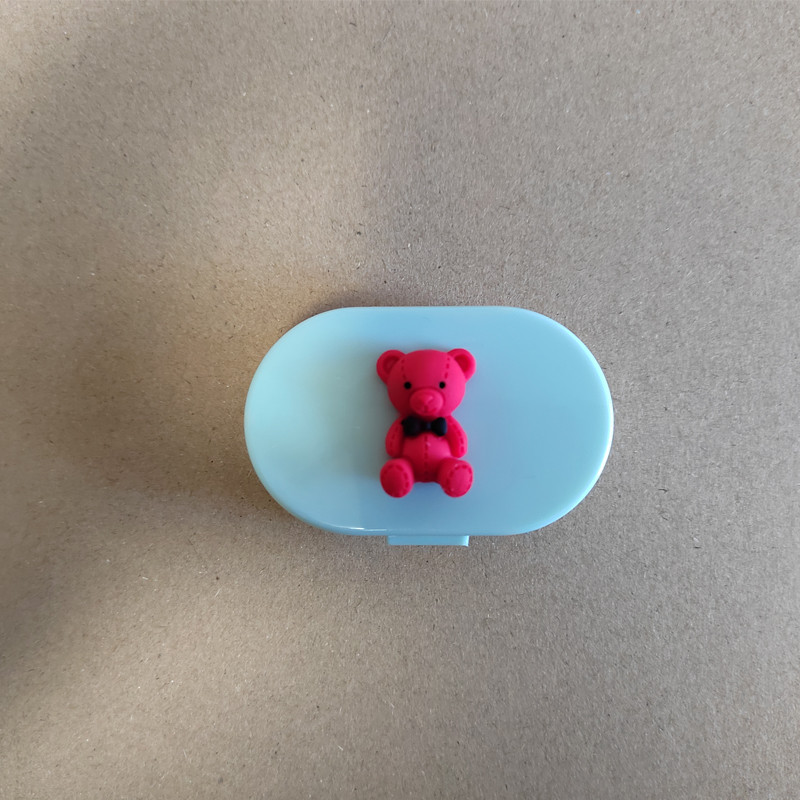Χαριτωμένη πολύχρωμη Gentleman Little Bowknot Bear Φορητή θήκη φακών επαφής για γυναίκες Κιτ δώρου με κουτί φακών επαφής καθρέφτη