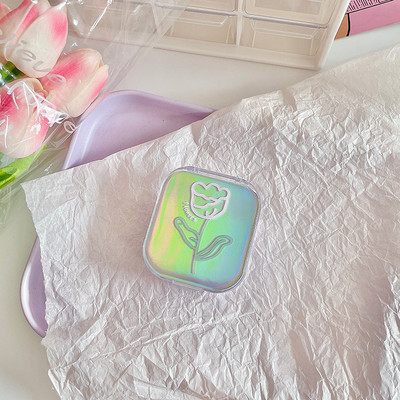 Retro laserlillede kontaktläätsede ümbriskarp peegliga INS värviliste läätsede konteiner tüdrukutele iluläätsede hoiukarbi reisikomplekt