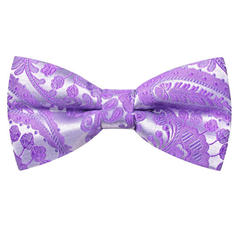 Hi-tie Liliac Violet Mătase Papion pentru bărbați Set de butoni cu papuc Pre-legate Nod fluture Papion Jacquard pentru nunta cadou de afaceri