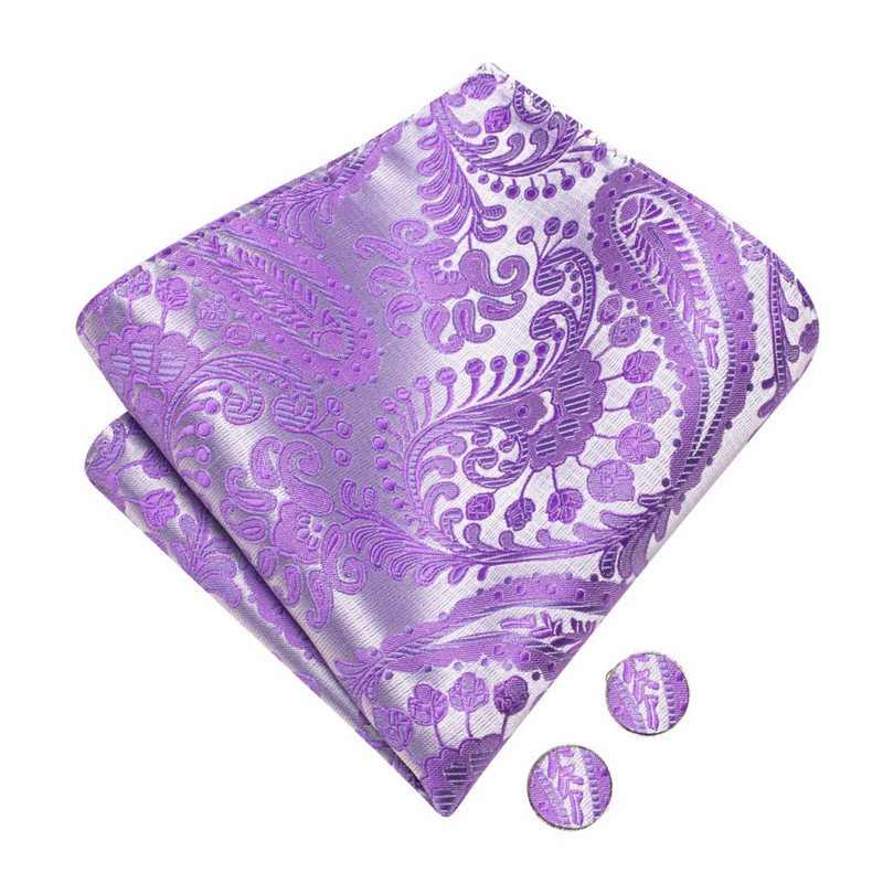Hi-tie Liliac Violet Mătase Papion pentru bărbați Set de butoni cu papuc Pre-legate Nod fluture Papion Jacquard pentru nunta cadou de afaceri