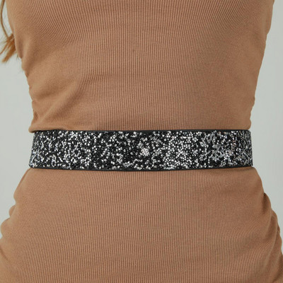 Noua centură de lux cu diamante pătrate stretch pentru femei, la modă, strălucitoare, colorate, pentru rochie de blugi pentru femei, centură 2022