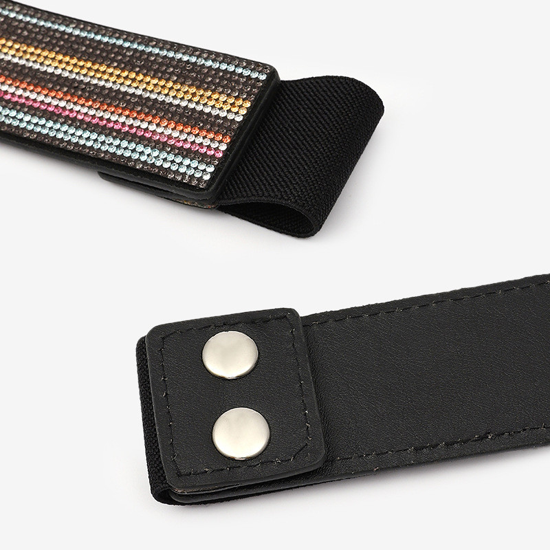 Naujas prabangus deimantinis kvadratinis tamprus diržas moterims, madingi blizgūs spalvingi diržai, moteriški džinsai, suknelė su juosmeniu, 2022 m.