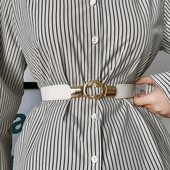 Nemokamas pristatymas Mados moteriškas diržas elastinis juosmuo Auksinis apskritimas Sagtis Maži diržai Raudoni Ploni Cummerbund Moteriškas dirželis Rudas