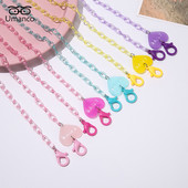 Lanț de ochelari pentru mască acrilic inimă de 58 cm pentru copii, băieți, fete, anti-alunecare, agățat pentru gât, suport pentru curea, șnur, accesorii pentru ochelari