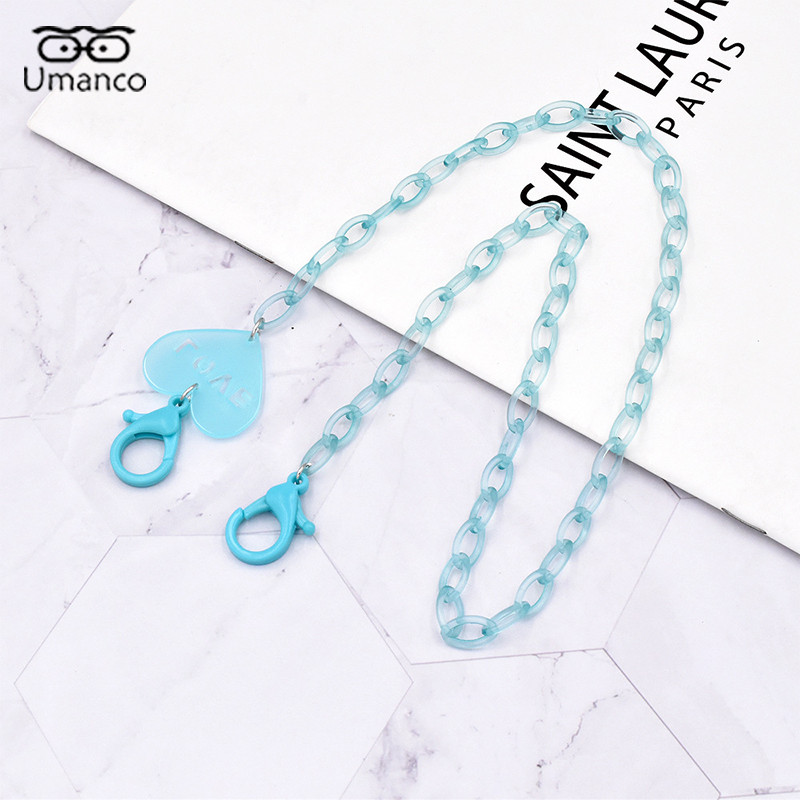 Lanț de ochelari pentru mască acrilic inimă de 58 cm pentru copii, băieți, fete, anti-alunecare, agățat pentru gât, suport pentru curea, șnur, accesorii pentru ochelari