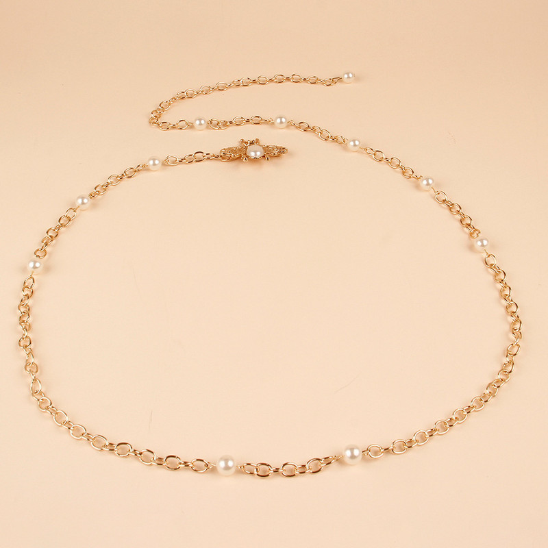 1PC Moda femeie cu perle centură talie elegantă talie lanț cu centură subțire rochie curea femeilor rochie decorare articole de îmbrăcăminte