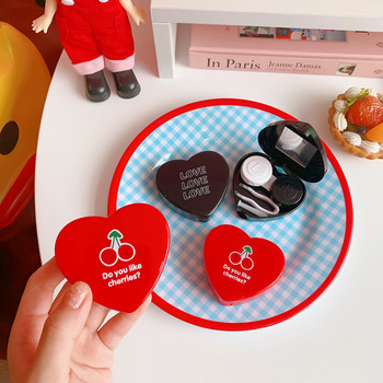 2020 Сладко сърце Калъф за контактни лещи Кутия с огледало Жени Mini Lovely Eyes Контейнер за контактни лещи Кутия Чанта Комплект за пътуване