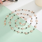 Skyrim Κορδόνια με λουλούδια με χάντρες για γυαλιά Γυαλιά ηλίου σε ροζ χρυσό χρώμα Αλυσίδα ανάγνωσης γυαλιά οράσεως Κορδόνι γυαλιών με σχοινί για γυναίκες