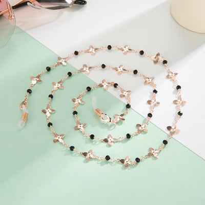 Skyrim Κορδόνια με λουλούδια με χάντρες για γυαλιά Γυαλιά ηλίου σε ροζ χρυσό χρώμα Αλυσίδα ανάγνωσης γυαλιά οράσεως Κορδόνι γυαλιών με σχοινί για γυναίκες