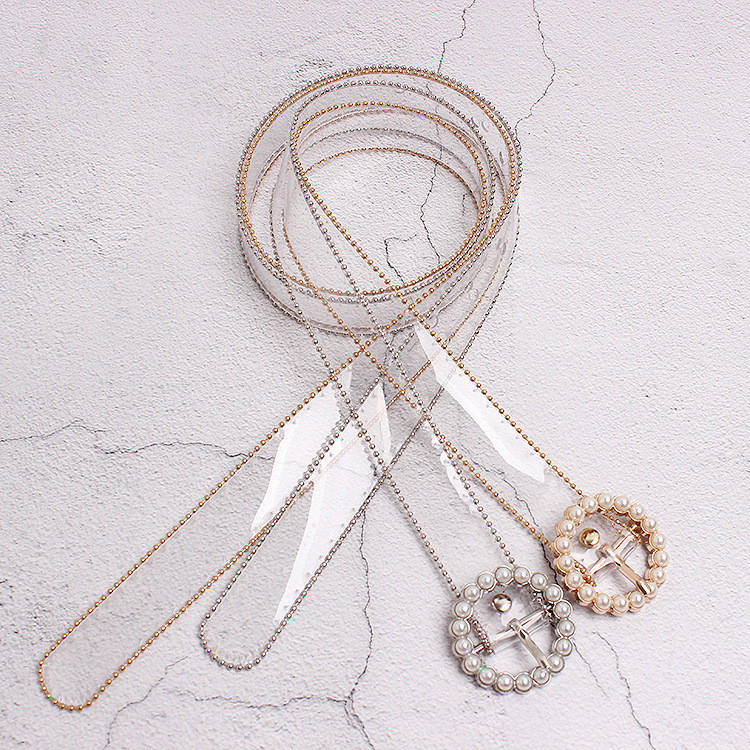 Curele de talie cu centură transparentă la modă pentru femei 2021 centură transparentă cu perle albe cinturon mujer, curea de designer din plastic pentru femei