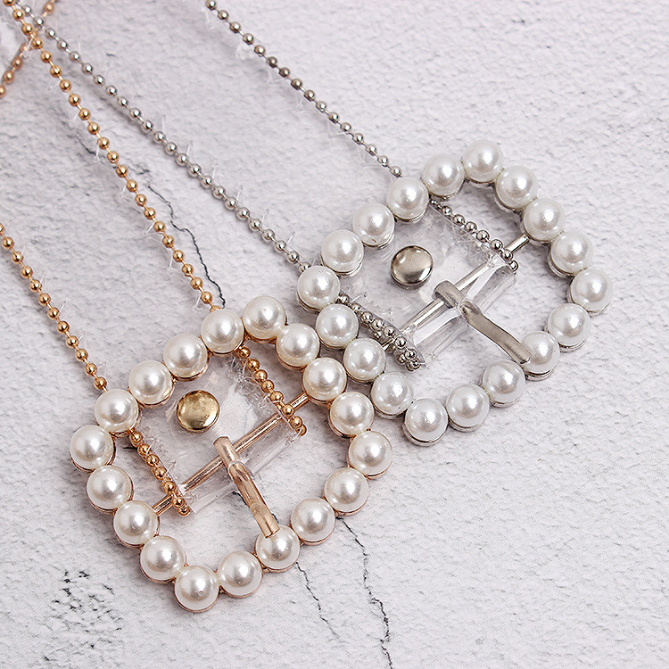 Curele de talie cu centură transparentă la modă pentru femei 2021 centură transparentă cu perle albe cinturon mujer, curea de designer din plastic pentru femei