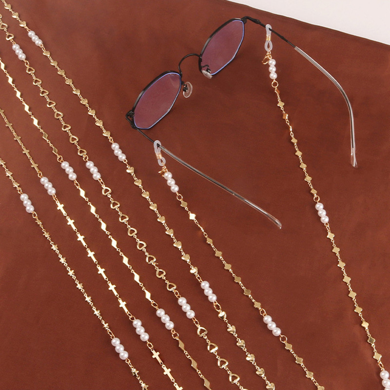 Prillikett Uus mood Mask Rippuv nöör Täht Pärl Süda Vibu Prillide ketid Metallist Päikeseprillid Paelad Naiste Maski kett