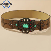 Decor de perle Cataramă Curele de epocă pentru femei Curea de talie de lux cu model de imprimare maro din piele PU Casual Y2K centură de talie pentru femei