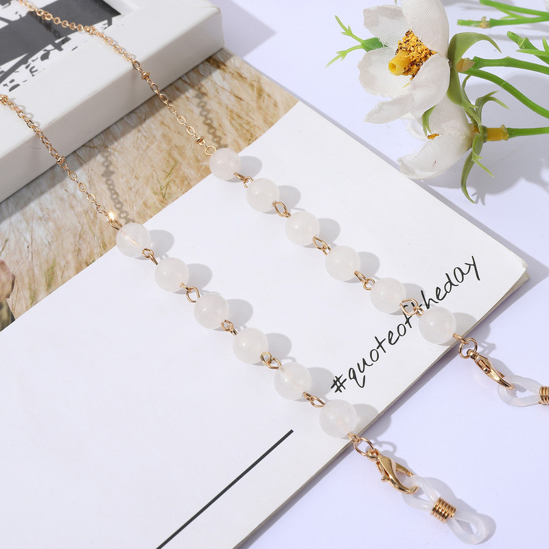 Mărgele de piatră naturală Lanț pentru ochelari de modă Agat anti-alunecare Snur pentru ochelari de soare Suport pentru ochelari de lectură Lanț pentru mască pentru unisex