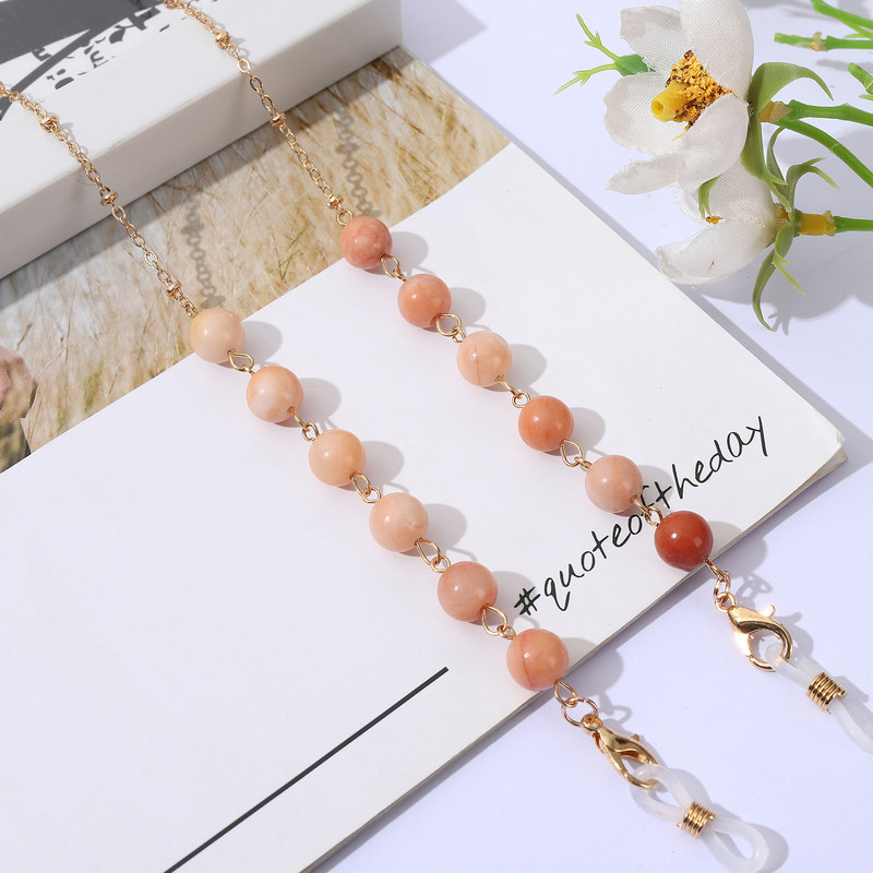 Mărgele de piatră naturală Lanț pentru ochelari de modă Agat anti-alunecare Snur pentru ochelari de soare Suport pentru ochelari de lectură Lanț pentru mască pentru unisex