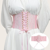 Roosa trükitud pitskorsett, mood vabaaja laia vööga luksuslik disain kvaliteetse kaubamärgiga naiste vöö gooti Korea elastsed rakmed