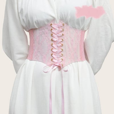 Roosa trükitud pitskorsett, mood vabaaja laia vööga luksuslik disain kvaliteetse kaubamärgiga naiste vöö gooti Korea elastsed rakmed