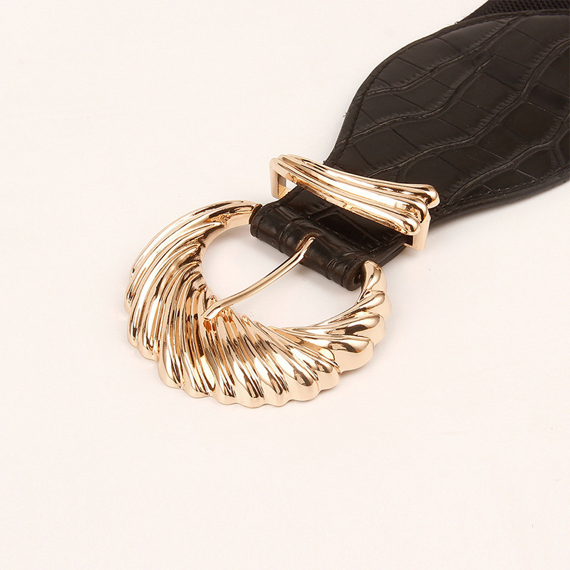 Divatos fém csatos övek női PU bőr fekete széles övvel állítható női ruha kabát öv női derékpánt