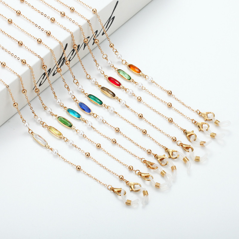 2023 Trend női szemüvegláncok színes üveg fém gyöngyös napszemüvegek lánc pánt nyaklánc kiegészítők cadena para gafas