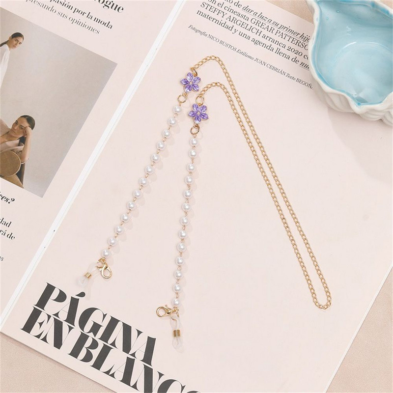 Csúszásgátló nyakpánt Gyöngy virág maszk lánc napszemüveg láncszemüveg lánc zsinór