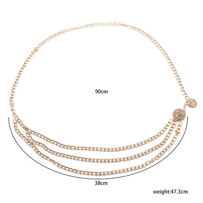 Női divat Arany ezüst deréklánc derékszíj öv Vintage testlánc lányoknak temperamentumos deréköv ékszer kiegészítők