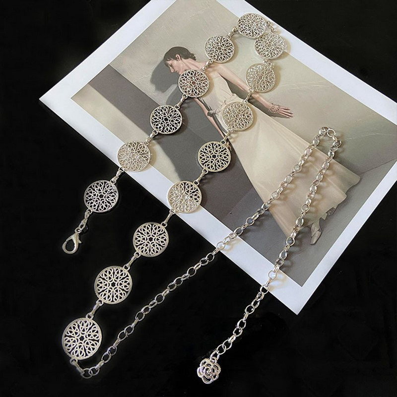 Női divat Arany ezüst deréklánc derékszíj öv Vintage testlánc lányoknak temperamentumos deréköv ékszer kiegészítők