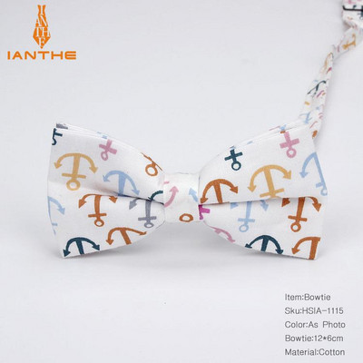 2018 Bărbați Formali 100% bumbac Vintage Anchor Print Papion fluture Papion Tuxedo Flori Funde Accesorii pentru petrecerea de bal Cadouri