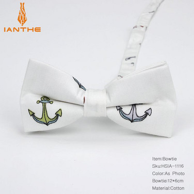 2018 Bărbați Formali 100% bumbac Vintage Anchor Print Papion fluture Papion Tuxedo Flori Funde Accesorii pentru petrecerea de bal Cadouri